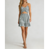Women's fashionable V-neck cutout waist gathered back halter neck dress