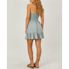 Women's fashionable V-neck cutout waist gathered back halter neck dress